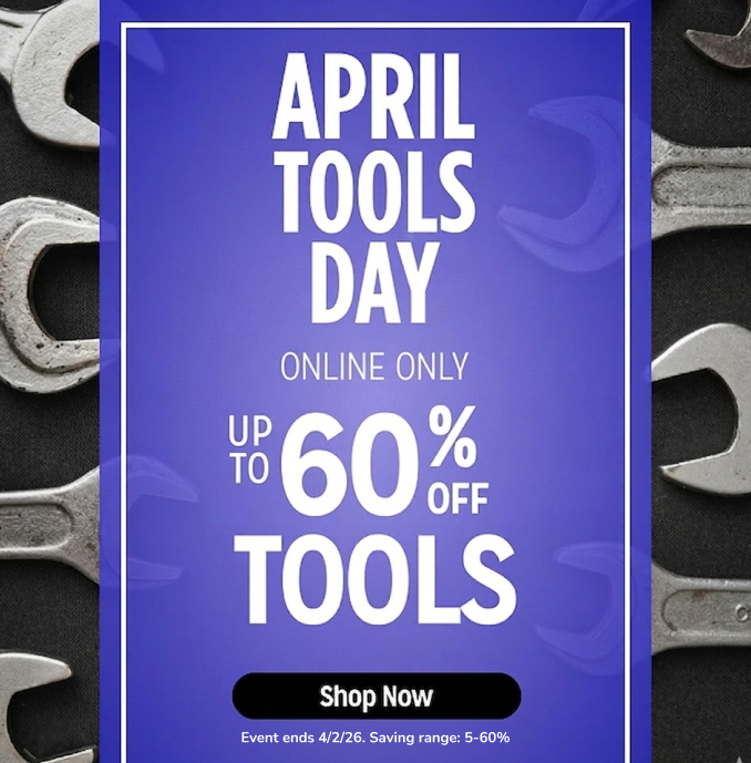 April Tools Day - Up to 60% off tools